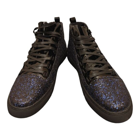 MEN'S SIO SMOOTH & EMBOSSED FAUX LEATHER HIGH TOP SNEAKER WITH SNAKE PRINT. - Picture 1 of 8
